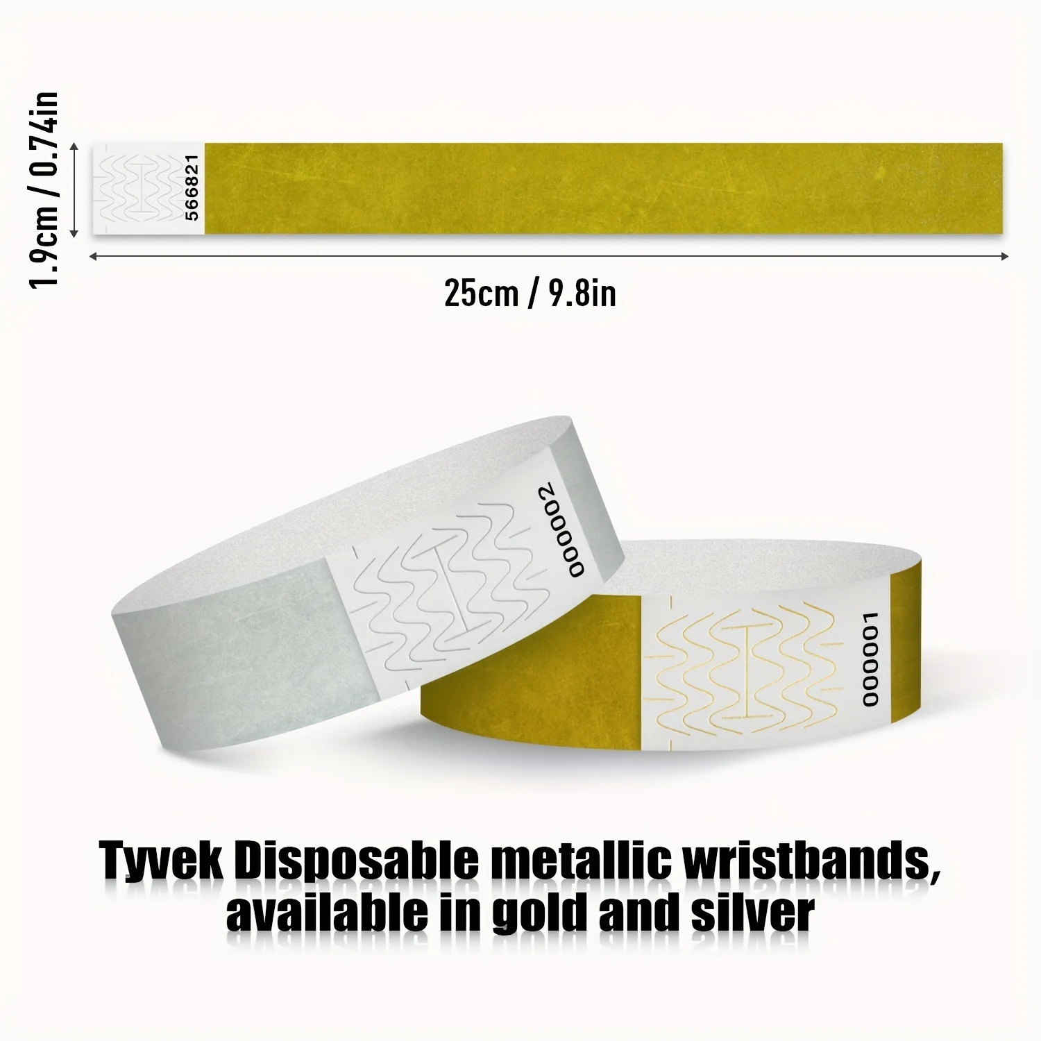 DUBAND Solid Gold silver colors numero di serie colore braccialetti Tyvek da 3/4 pollici adatti per eventi di festa 500 pezzi