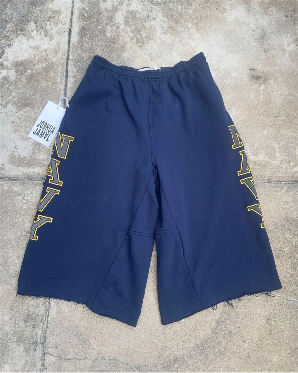 JoshuaJamal Letter Logo Retro Cropped NAVY Shorts Men Women Best