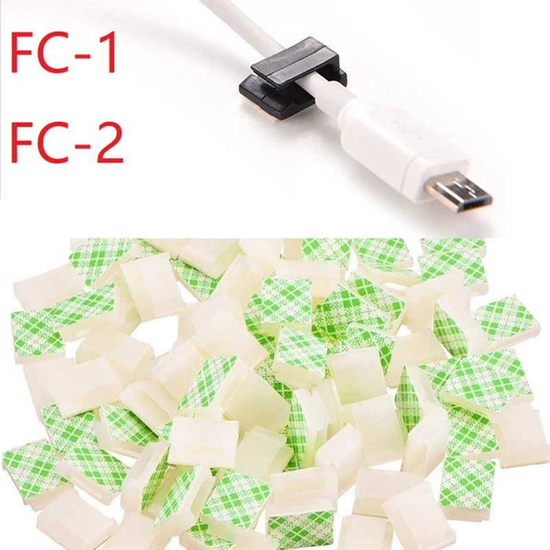 FC-1 FC-2 Cable Clamps Car Cord Clip Self Adhesive Mount Wire Tie Fix Holder Line Organizer Management 10pcs White Black cable organizer cable clip cable clamp