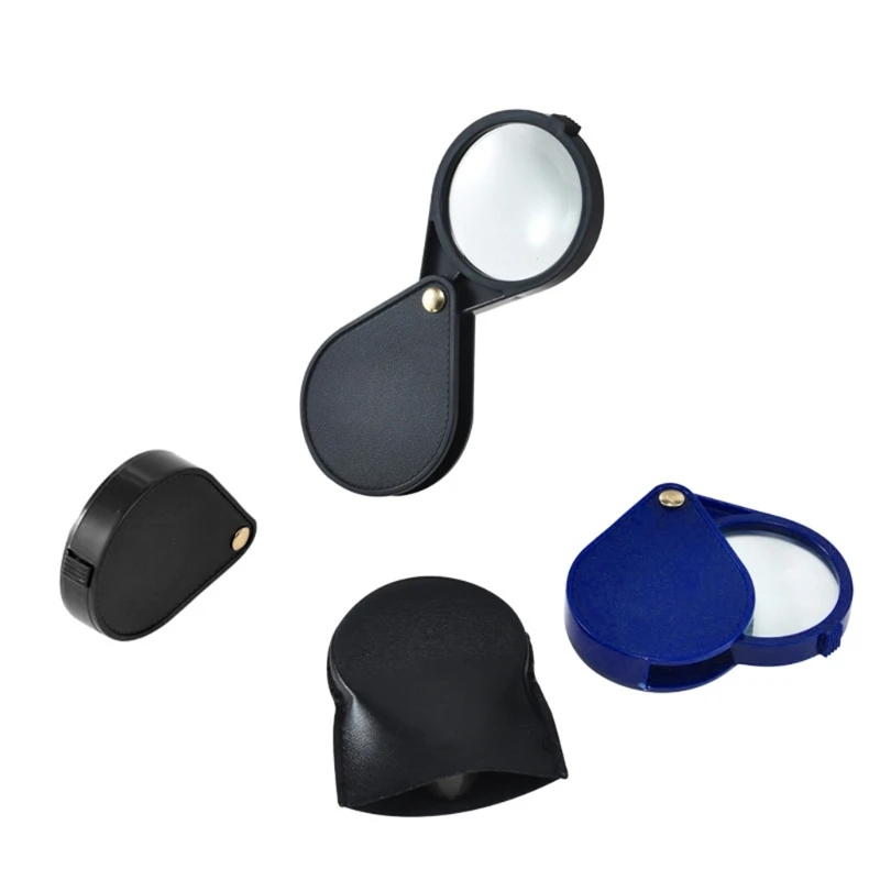 8x Mini Pocket Magnifying Glass Folding Pocket Magnifier Loupe With  Rotating Protective Leather Holster 60mm