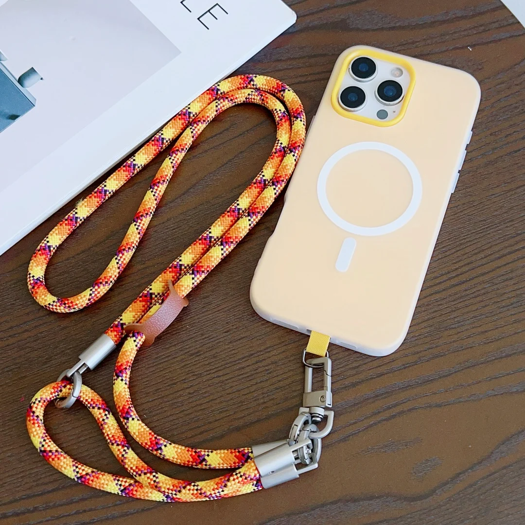 Versatile Dual-Use Lanyard and Cross-Body Strap Keychain in Solid Color for Mobile Device Holders