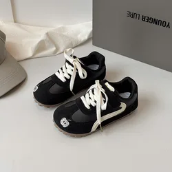 Autumn 2025 Retro Classic Kids' Soft Sole Casual Sneakers - 24 (Black)