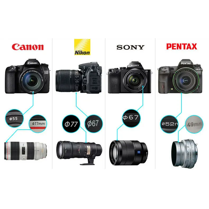 Camera Lens Filter 37 40.5 43 46 49 52 55 58 62 67 72 77 82mm DSLR Camera Lens Red Orange Yellow Green Blue Purple Color Filter for Canon
