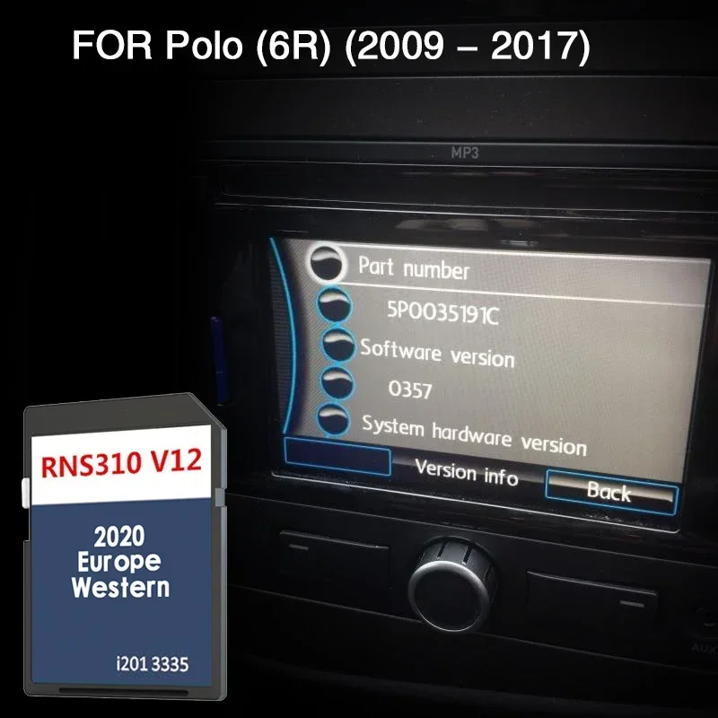 RNS 310 V12 서유럽 차량용 (폴로 6R 2009-2017년식) 지도 SD 카드 커..
