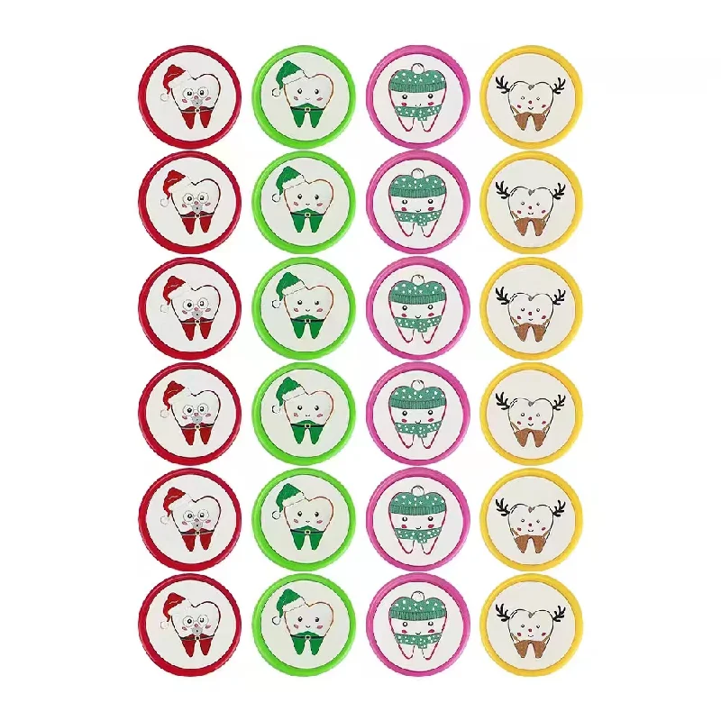 6/12 PCS Teeth Stamp Cartoon Christmas Stamp Brushing Reminder Tool Bonus Tool Holiday Gift Dental Small Gift Health Care Toys