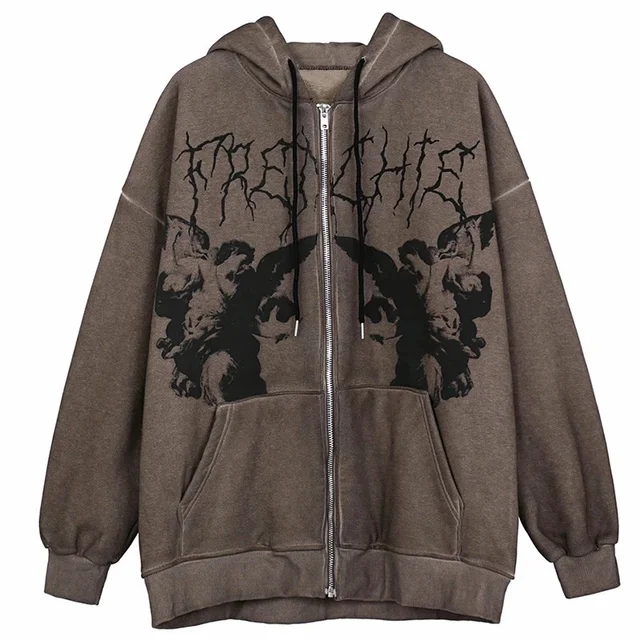 Anime print Gothic Streetwear Long Sleeve 6