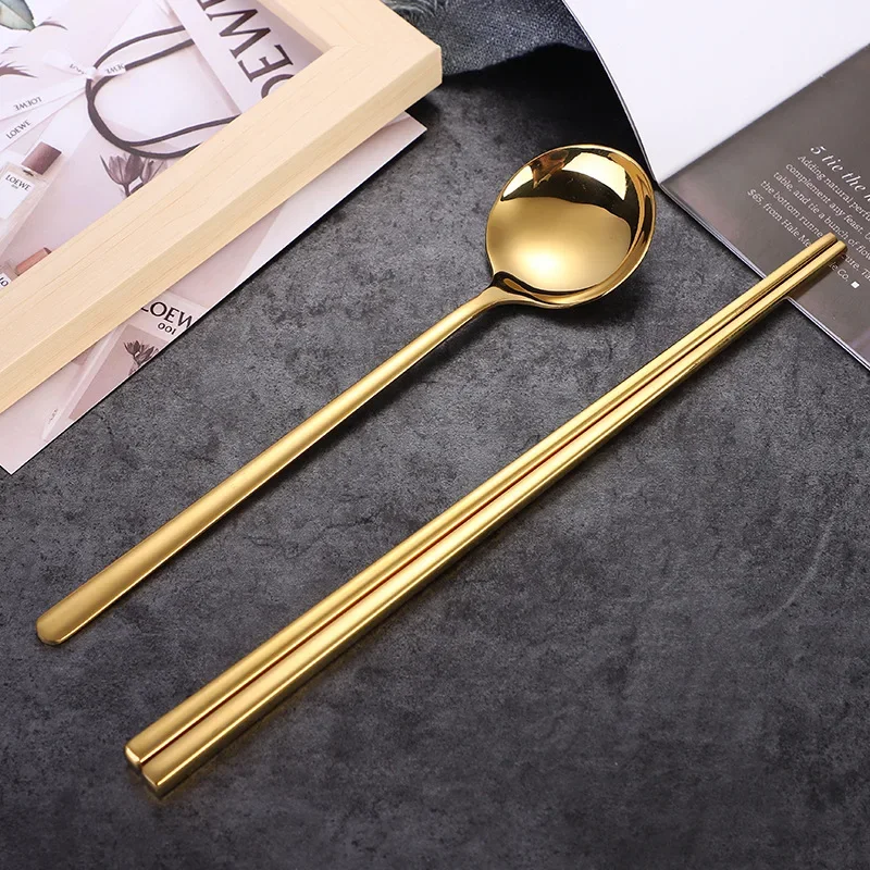 Picnic Cutlery Set Western Style Cutlery Set Camping Cutlery Set Stainless Steel Cutlery Set Cutlery Set Wooden Cutlery Set Ceramic Dinnerware Set Korean Long Handle Chopsticks Spoon Cutlery Set Reusable Stainless Steel Non-slip Sushi Sticks Food soup Spoon Dinnerware Set