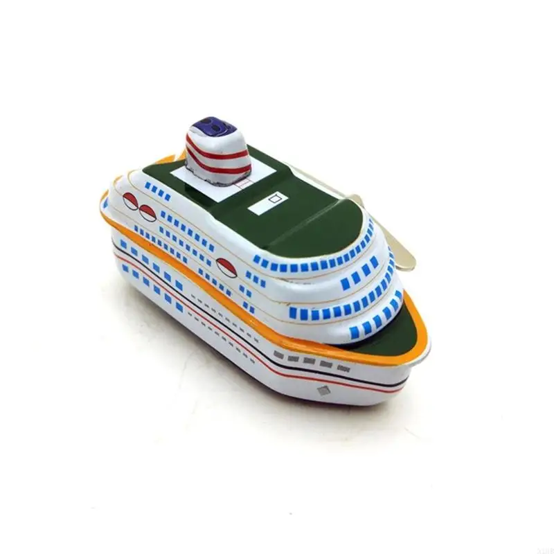 N1HB Collectible Vintage Cruise Ship Toy Iron Wind Up Figurine for Kids and Parties