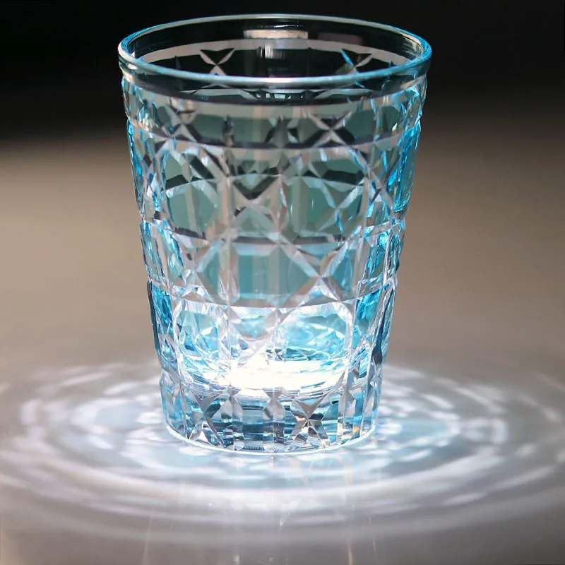 260 ml Hand Cut To Clear Multi-Colored Glass Cocktail Whiskey Tumbler 9 oz Highball Water Glass For Iced Cold Coffee Beverages
