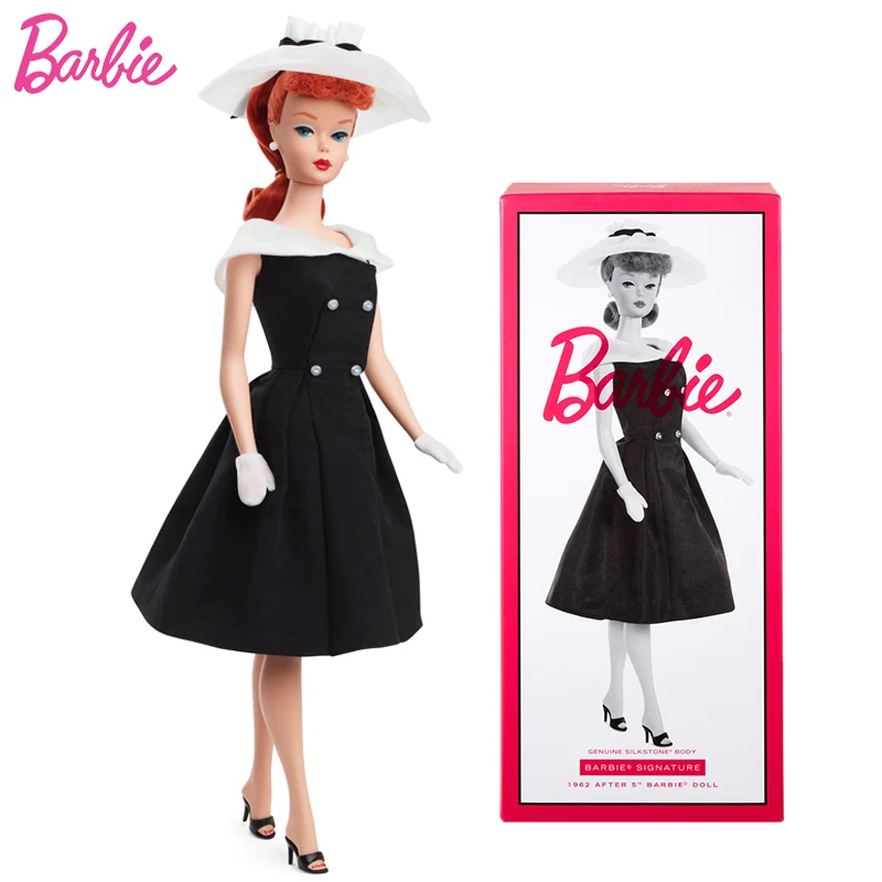 Original Mattel Barbie Signature 1962 Classic Replica Doll Princess Black Dress Silkstone Body Toys For Girls Special Collection