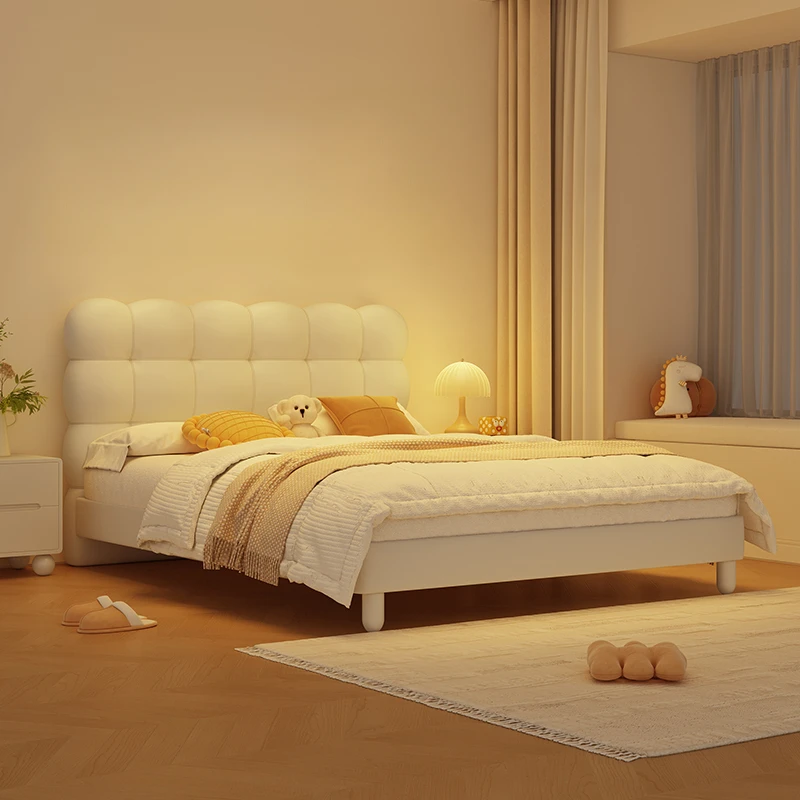 Nordic Modern Childrens Bed Girls White Comferter Loft Bed Princess Luxury Cama Infantil Bedroom Furniture 4