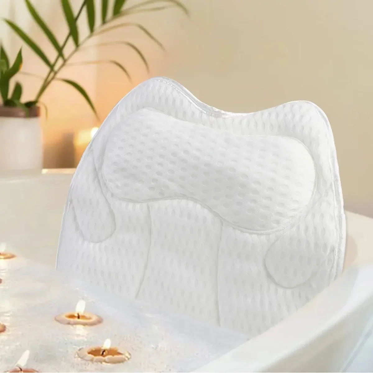 Bath Pillow for Women and Men - Luxury Headrest Cushion for Neck, Back &  Head Support - Bathtub Accessories (Classic)