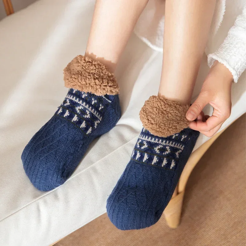 

Нескользящие напольные носки-чулки для мужчин и женщин, плюшевые толстые зимние, для сна, пушистые, мягкие, удобные, теплые