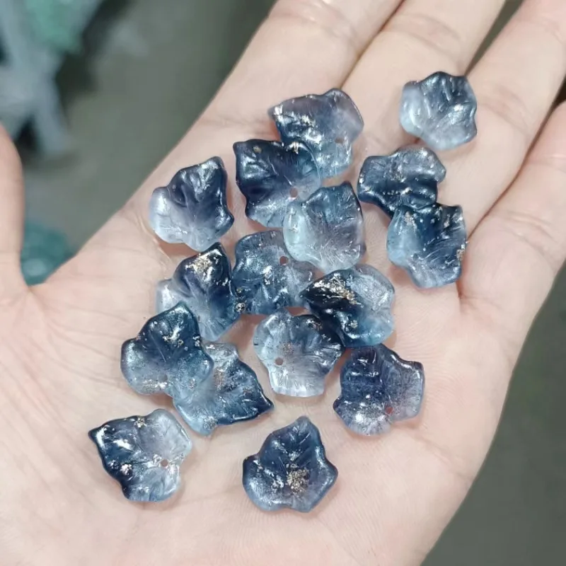 20 stücke 15MM Neue Blatt Form Lampwork Perlen Multi Farbverlauf Glas Perlen Für Schmuck Handgemachte DIY Haarnadel zubehör