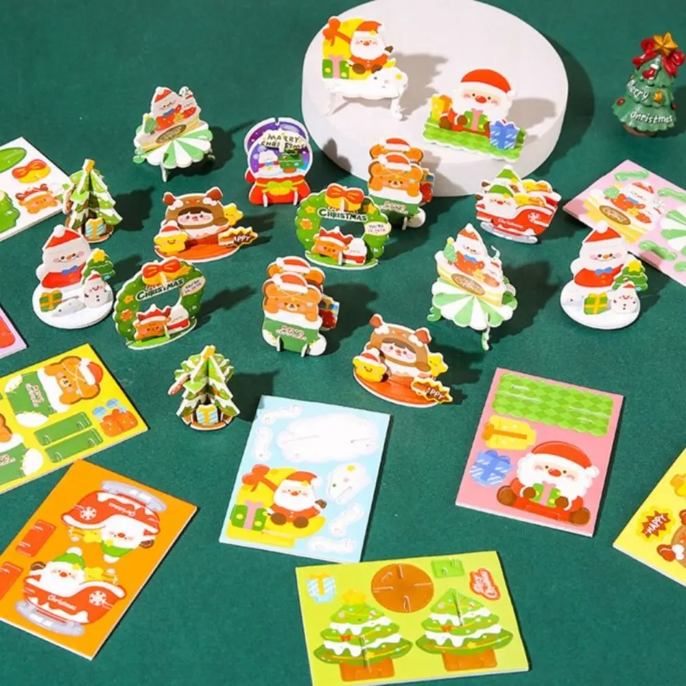 Santa Claus Christmas 3D Puzzle Christmas Tree Snowman Cartoon Kriss Kringle Jigsaw Elk Reindeer Kids Xmas Arts Puzzle 2
