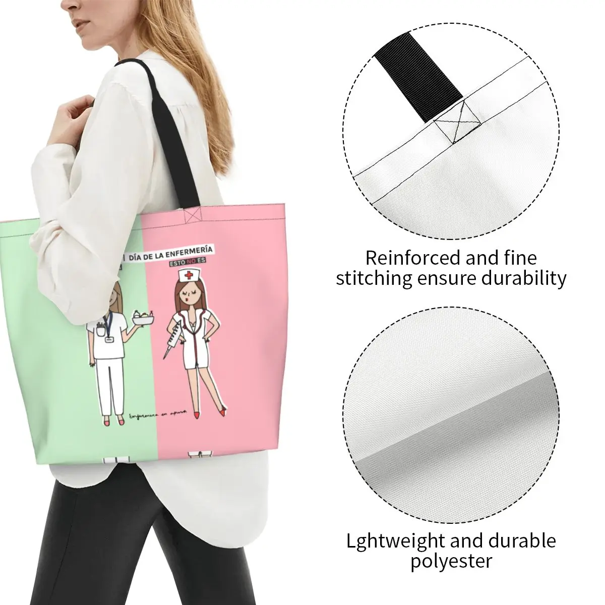 Unisex Nurse Tote Shopping Bag Large Capacity Merch Tote Bags