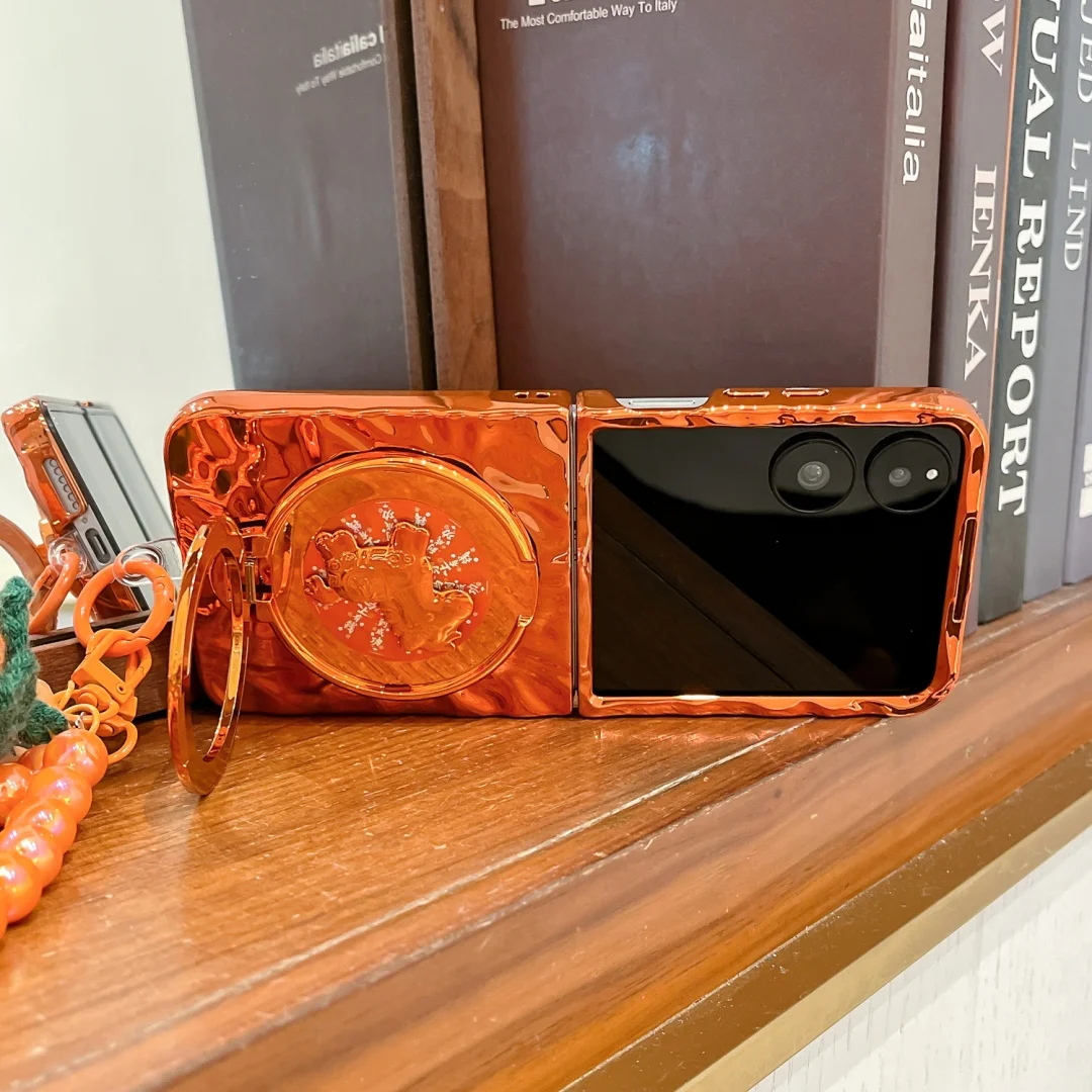 Waves Orange Bracelet Doll Horse Ring Holder Design Phone Case