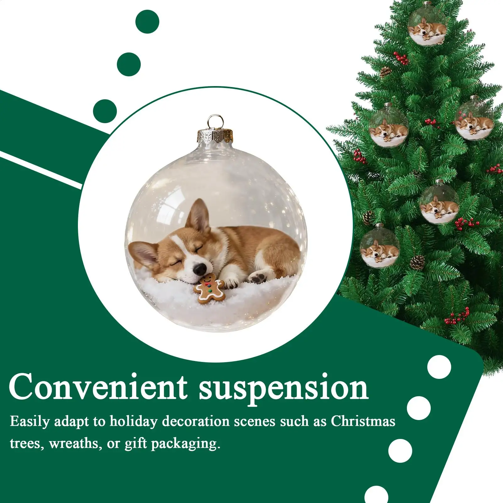 Christmas Ornaments Shatterproof Transparent Decor Christmas Dog Balls Pendants For Shopping Mall Bedroom Window Store Home