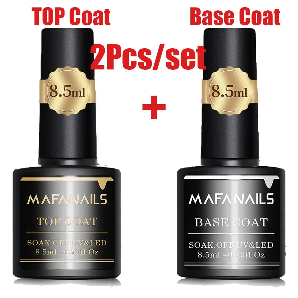 Gel Nail Polish 1/2Pcs/set Top Coat & Base Coat Semi-permanent UV LED Soak Off Long Lasting No Wipe