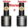 2Pcs/set Top Coat & Base Coat Nail Polish Gel Semi-permanent UV LED Soak Off Gel Long Lasting No Wipe Top/Base Coat Nail Gel &8n 1