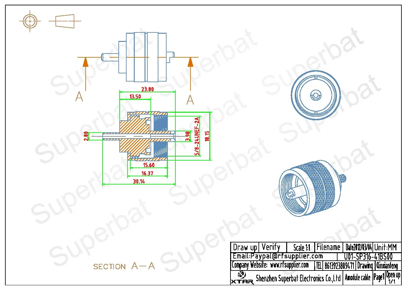 UHF Male Crimp Nickel Plated Brass RF Connector for Ham Radio