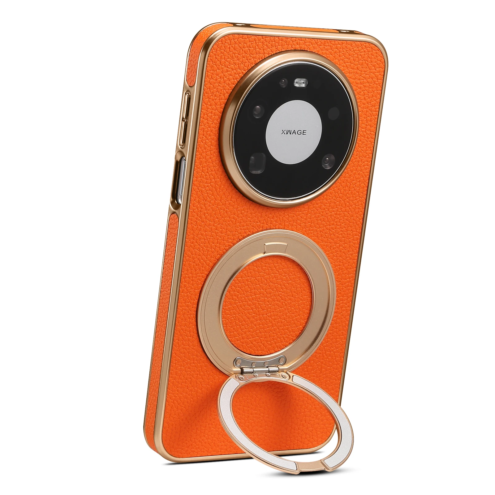 Denior Litchi Grain Faux Leather Phone Case with 360° Rotating Stand Holder
