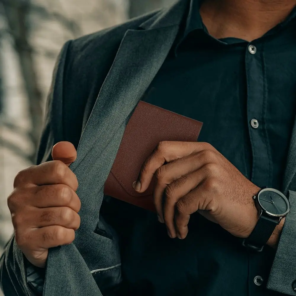 Waterproof Multifunctional Compact Wallet Handmade PU Leather Built-in Pen Slot Slim Minimalist Wallet Coin Purse