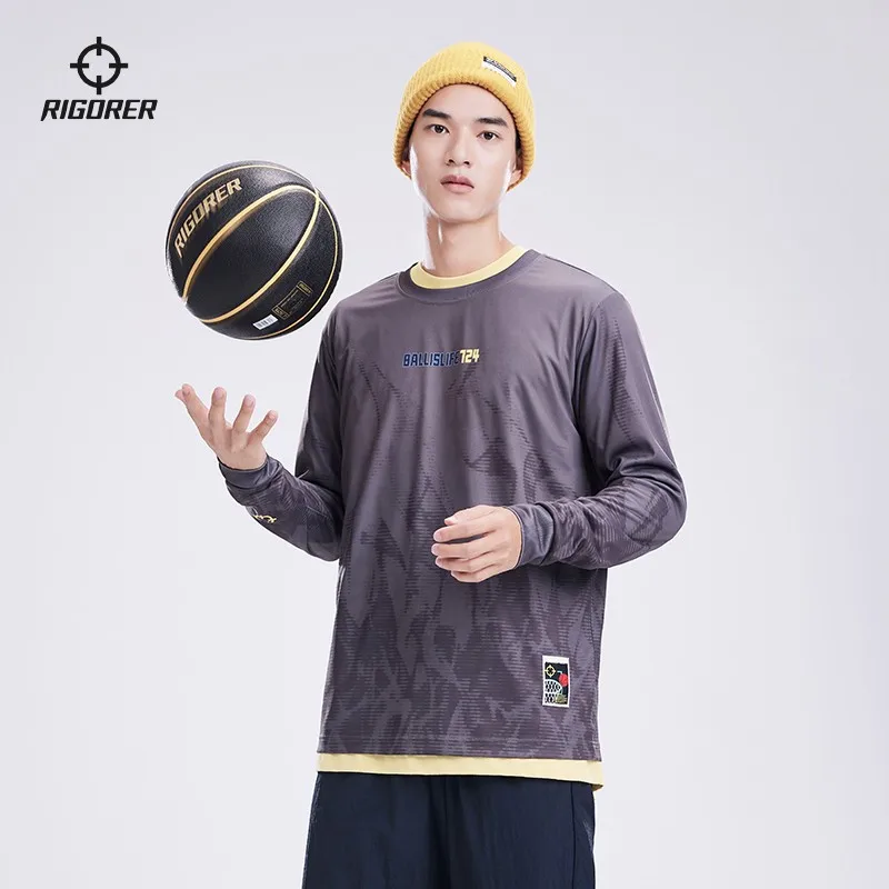 Rigorer Personal Image Round Men's Long Sleeve Round Neck Winter Quick-drying Sweat T-shirt Basketball Clothes