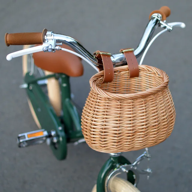 Vintage Rattan Bicycle Basket Woven Wicker Baby Scooter Toddler Baby Bicycle Basket Car Basket Decor Bike Accessories 1