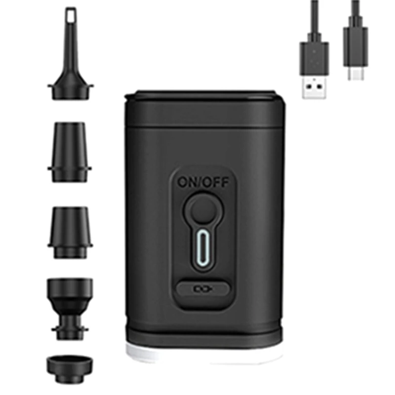 

Электрический воздушный насос с подсветкой, беспроводной компрессор с USB-зарядкой, насос с дефлятором для отдыха на природе и походов