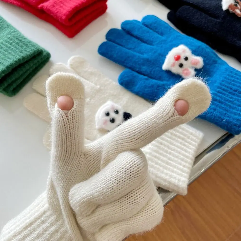 

Panda Plush Knitted Gloves Cute Touch Screen Gloves Warm Winter Velvet Gloves Animal Doll Wool Fluffy Mittens Outdoor