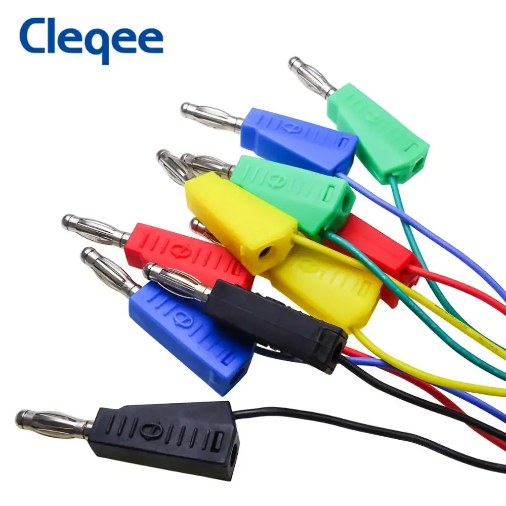 Cleqee P1532 10 Stuks Dupont Mannelijk Naar Stapelbaar Bananenplug Siliconen Jumper Kabel 26awg Draad Voor Breadboard Elektronische Diy