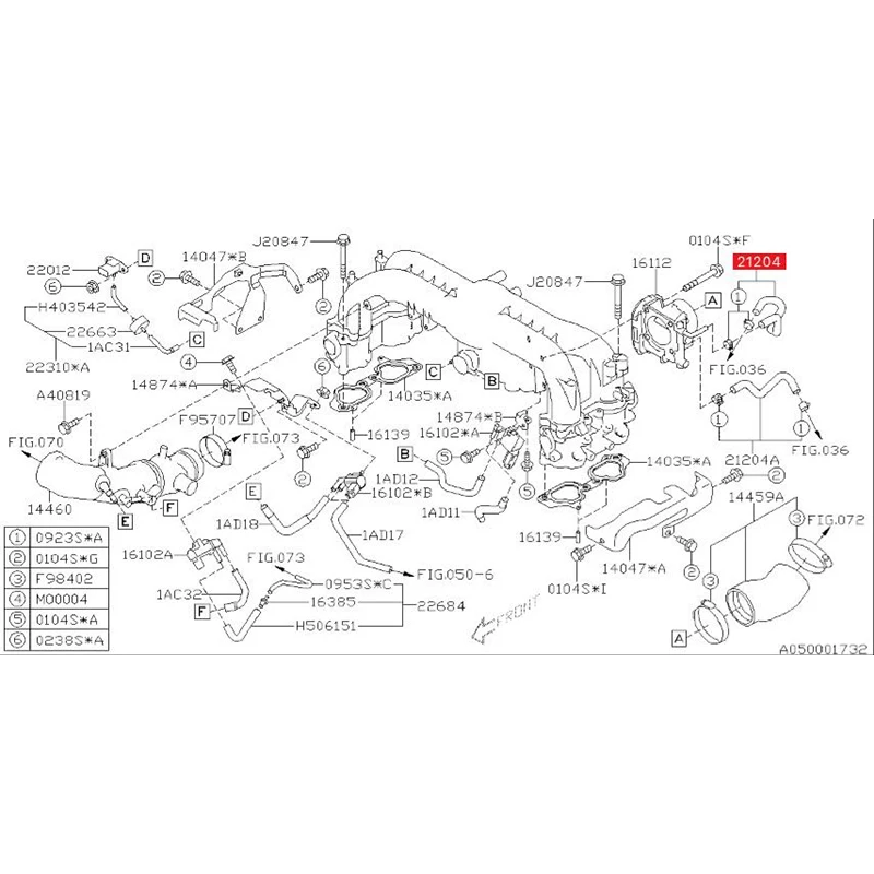Engine Heating Pipe Hose (To throttle valve ) 21204AA830 in original For Subaru Forester Legacy Impreza