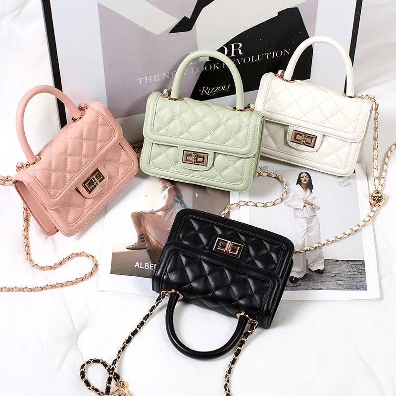 

New fashionable and versatile high-end small square handbag, diamond chain bag, one shoulder crossbody bag
