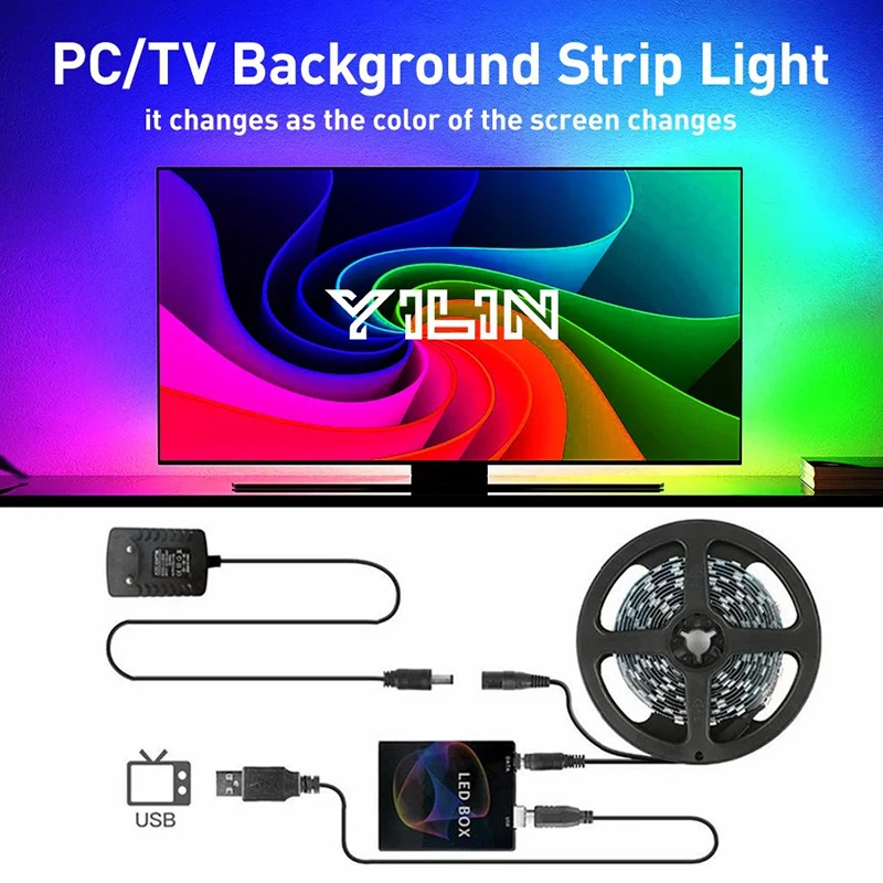 Strisce Led Rgbic Immersive Tv Pc Sfondo Computer Light Strip Monitor Schermo Color Sync Smart App Control Ambient Decora Lamp