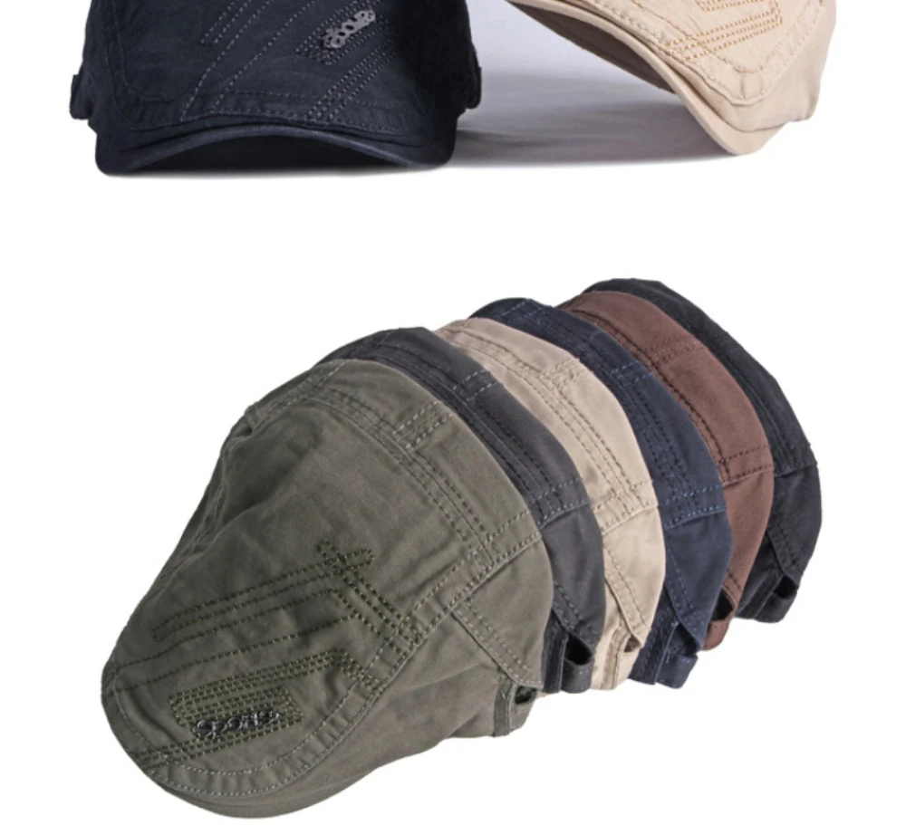 HT4651 Baskenmützen für Herren und Damen, Künstlermütze, Herren- und Damen-Baskenmütze, neue Frühlings- und Sommer-Flachmütze, 100 % Baumwolle, verstellbare Baskenmütze – Detail 3