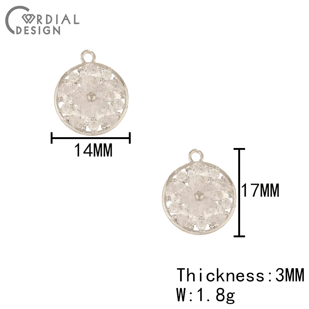 Cordial Design 50Pcs 14*17MM CZ Charms/DIY Earrings Making/Jewelry Accessories/Hand Made/Jewelry Findings & Components/Pendant - cordial