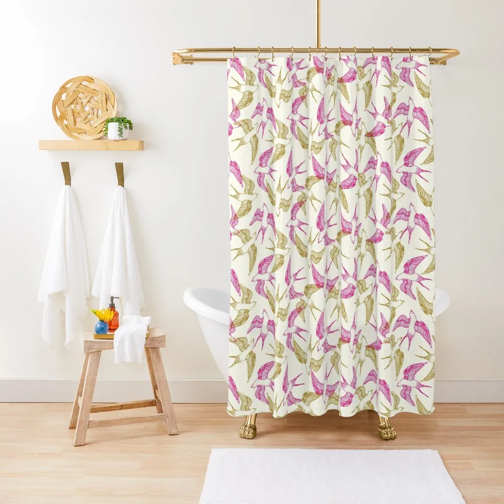 

swallows 2023 Shower Curtain Shower Set Waterproof Fabric Shower Bathroom Box Curtain
