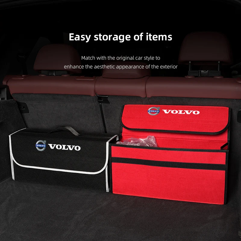 볼보 R디자인 XC60 V90 V60 XC40 XC90 V40 EC40 EX40 S80 S60 S90 C40 V70용 자동차 트렁크 정리함 수납 가방 접이식 정리 케이스