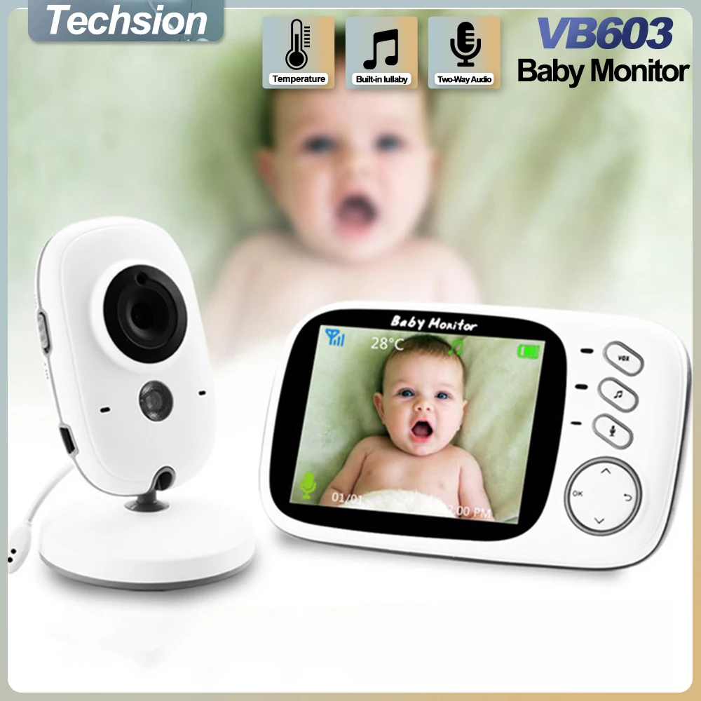 Video Baby Monitor 2.4G Wireless 3.2 Inches LCD Night Vision 2 Way Audio Talk Security Mother Kids Camera Babysitter VB603