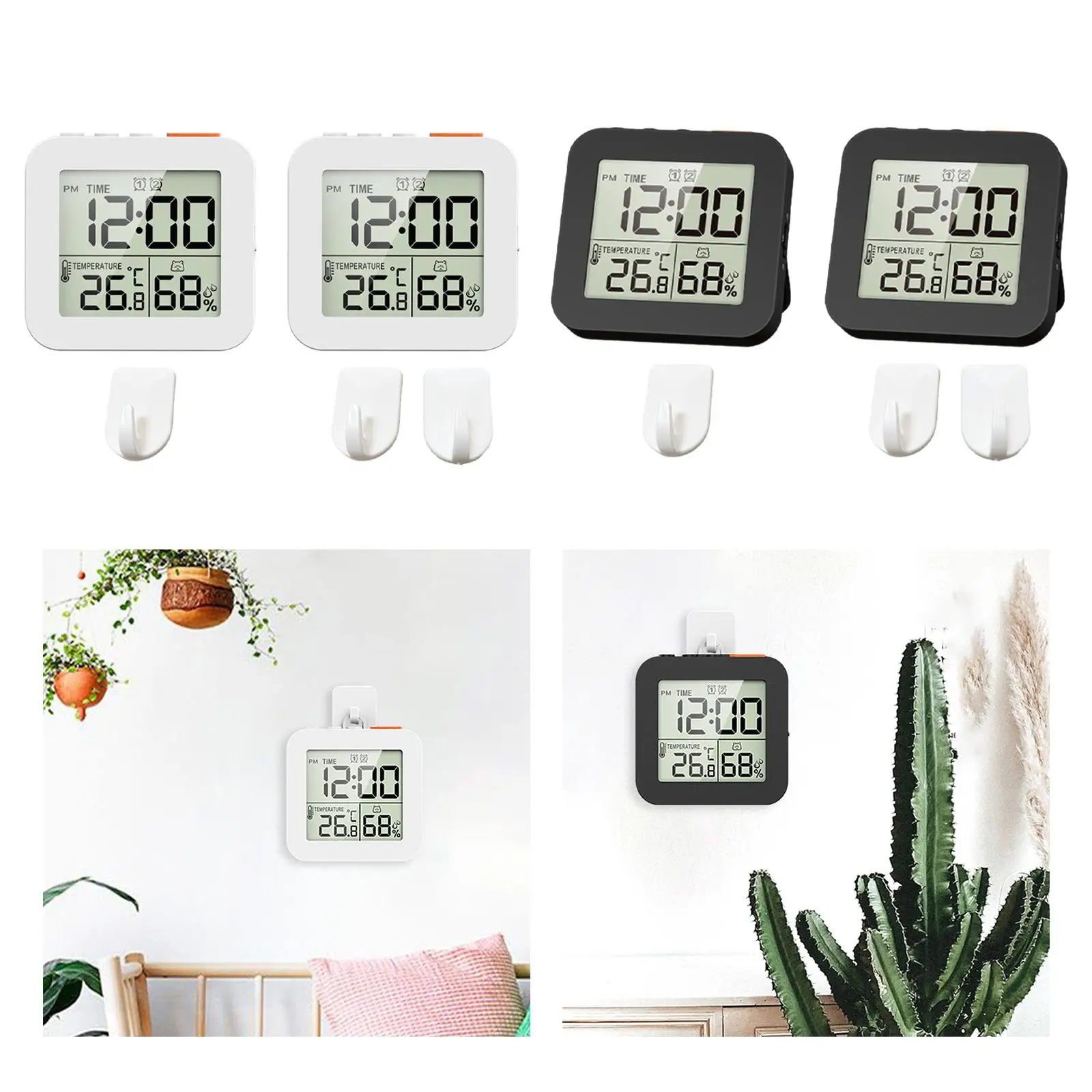 Digital Bathroom Clock Electronic LED Time Display Portable Digital Alarm Clock for Bedroom Study Room Living Room Indoor Home