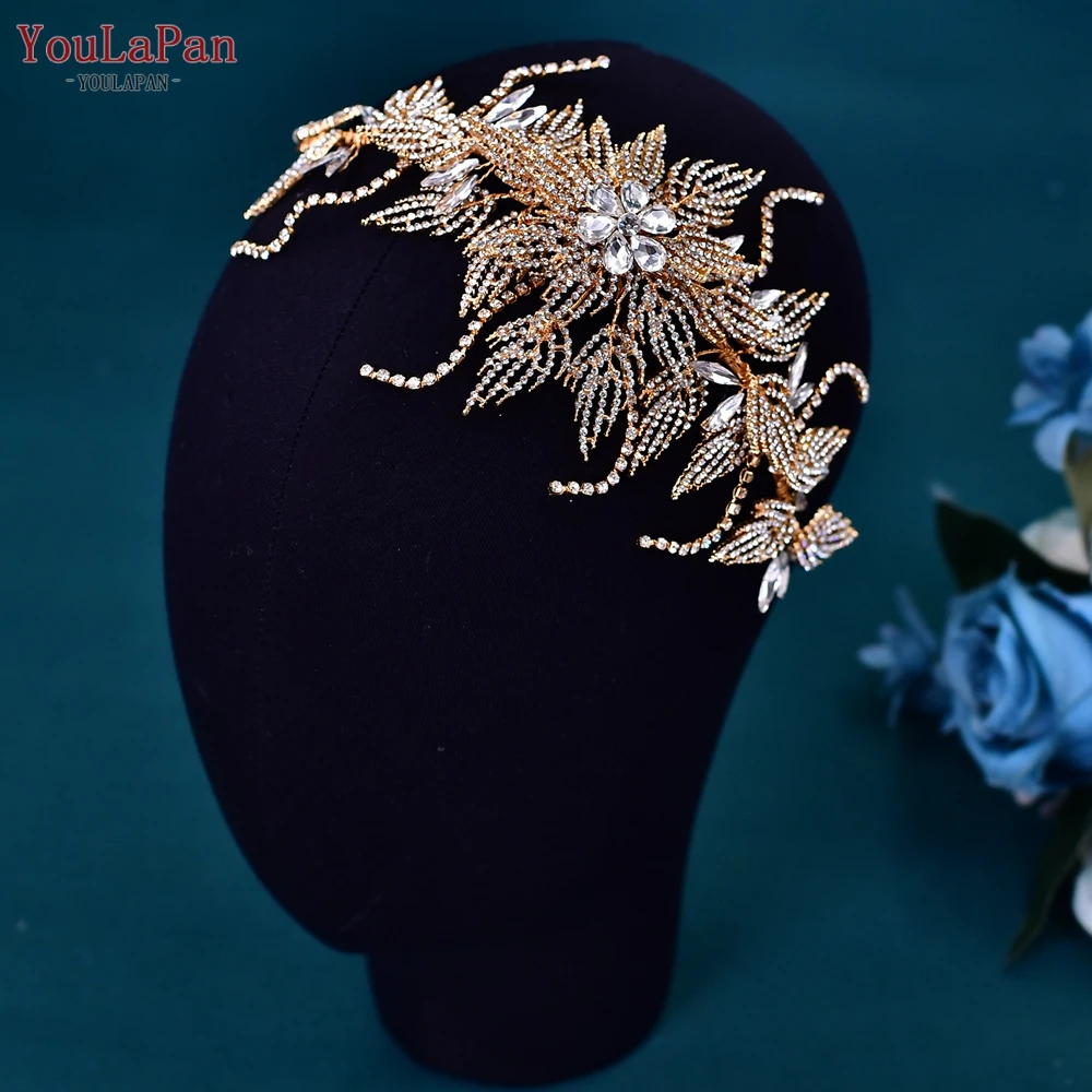 YouLaPan HP380 Alloy Flower Headband Wedding Hair Accessories Rhinestone Bridal Headwear Hair Jewelry Head Piece Wedding Tiara