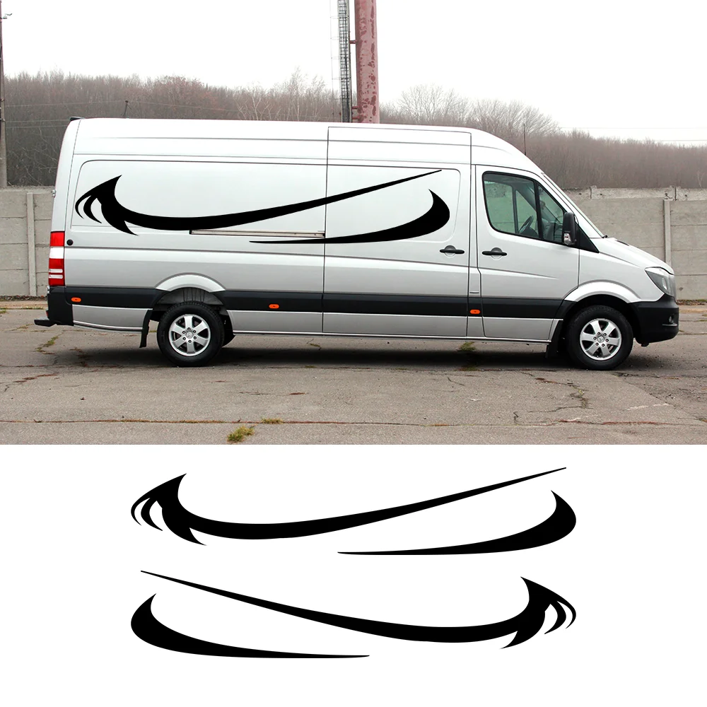 

2 Piece Set of Car Full Body DIY Car Stickers Long Stripe Vinyl Stickers Waterproof RV Bus Nanny Universal Styling Car Stickers