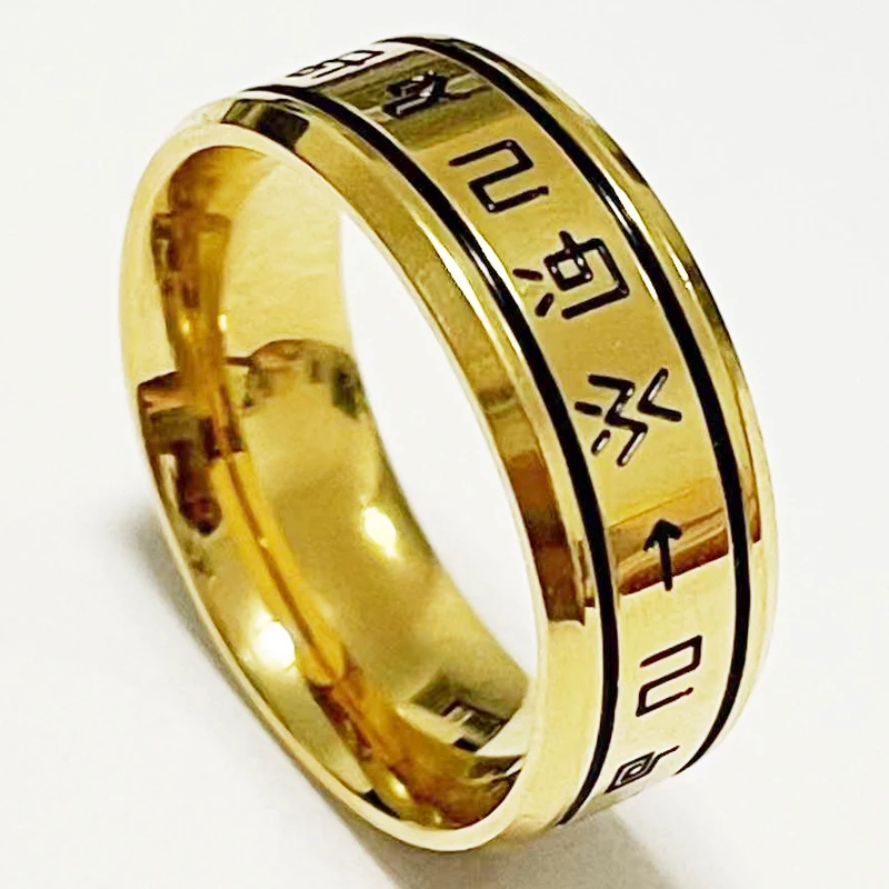 BAECYT 8mm Stainless Steel Digimon Ring Angemon Angewomon Holy Rings For Women Men Rotate Spinner Rings Wholesale