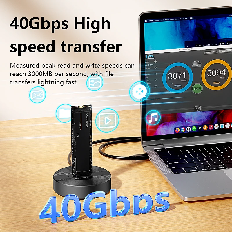 M.2 NVME SSD Docking Station 40Gbps High Speed Transfer External Compatible Thunderbolt 4/3 USB4.0 hdd docking station