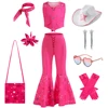 Girls Cosplay Pink Star Print Costume Suits Children Halloween Carnival Party Vestidos Kids Stage Performance Fancy Clothing