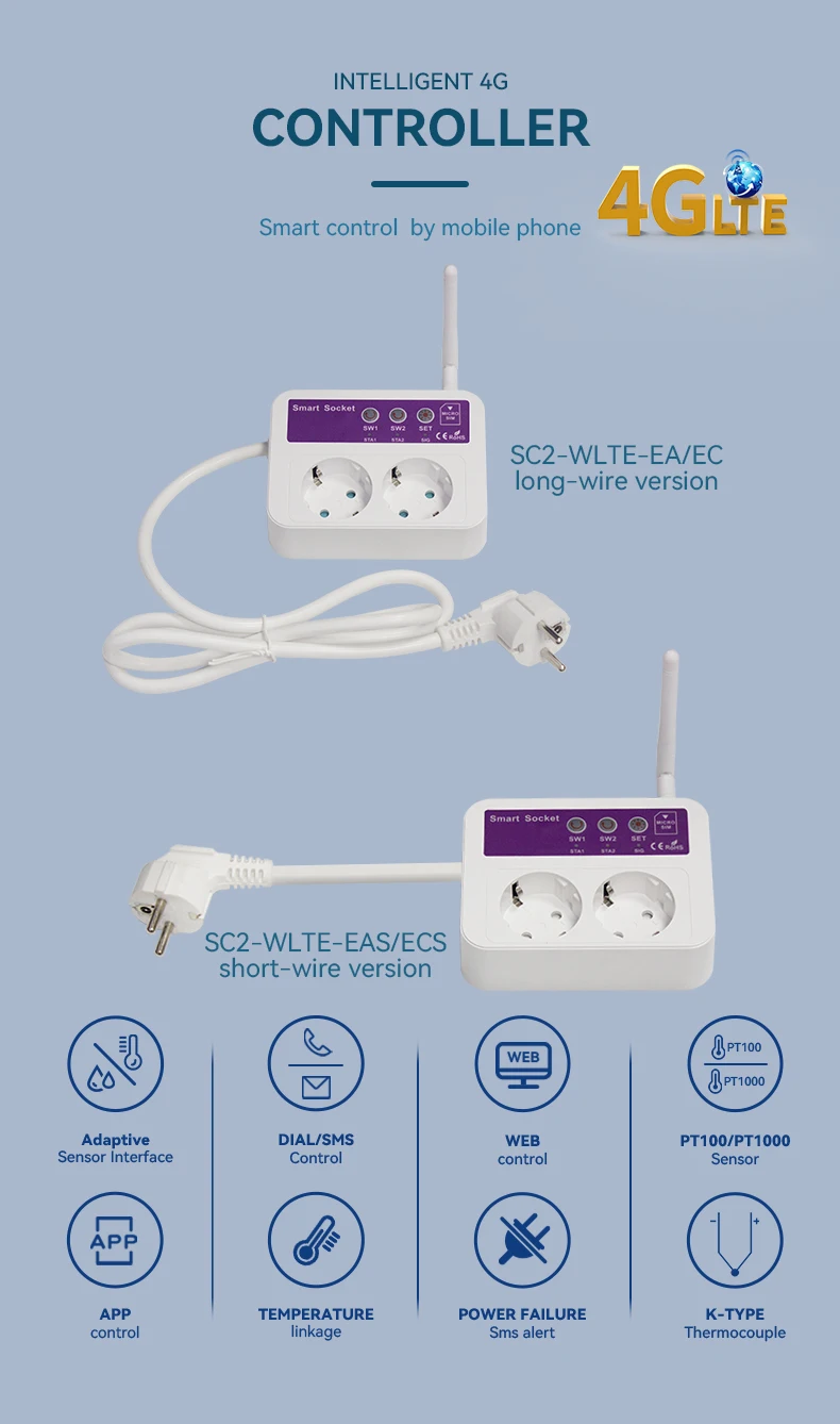 GSM socket SC2-GSM 4G Smart Remote Control OFF/ON Power Switch Plug Socket 16A S