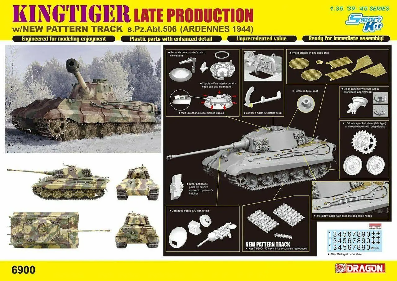 

DRAGON 6900 1/35scale Kingtiger Late Production w/New Pattern Track s.Pz.Abt.506