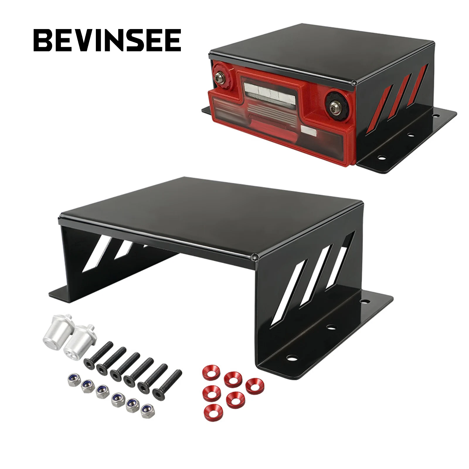 Battery Holder BEVINSEE Battery Hold Down Tray Box Mounting Bracket For Odyssey PC680 Universal For Truck Boats ATV UTV Car Accessories