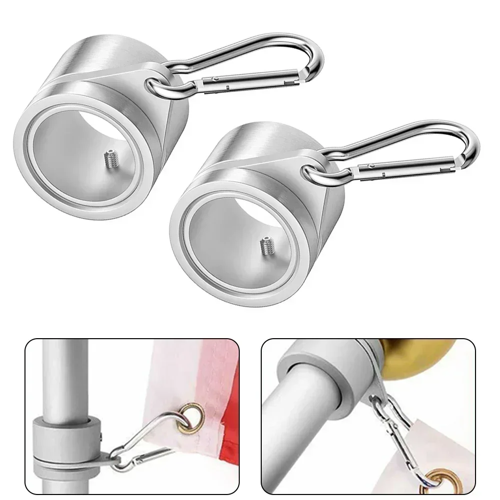 2pcs New Aluminium Alloy Flag Pole Flagpole Rotating Rings Clip Anti Wrap Grommet Mounting Rings Kit For 1 Inch Flagpole Parts